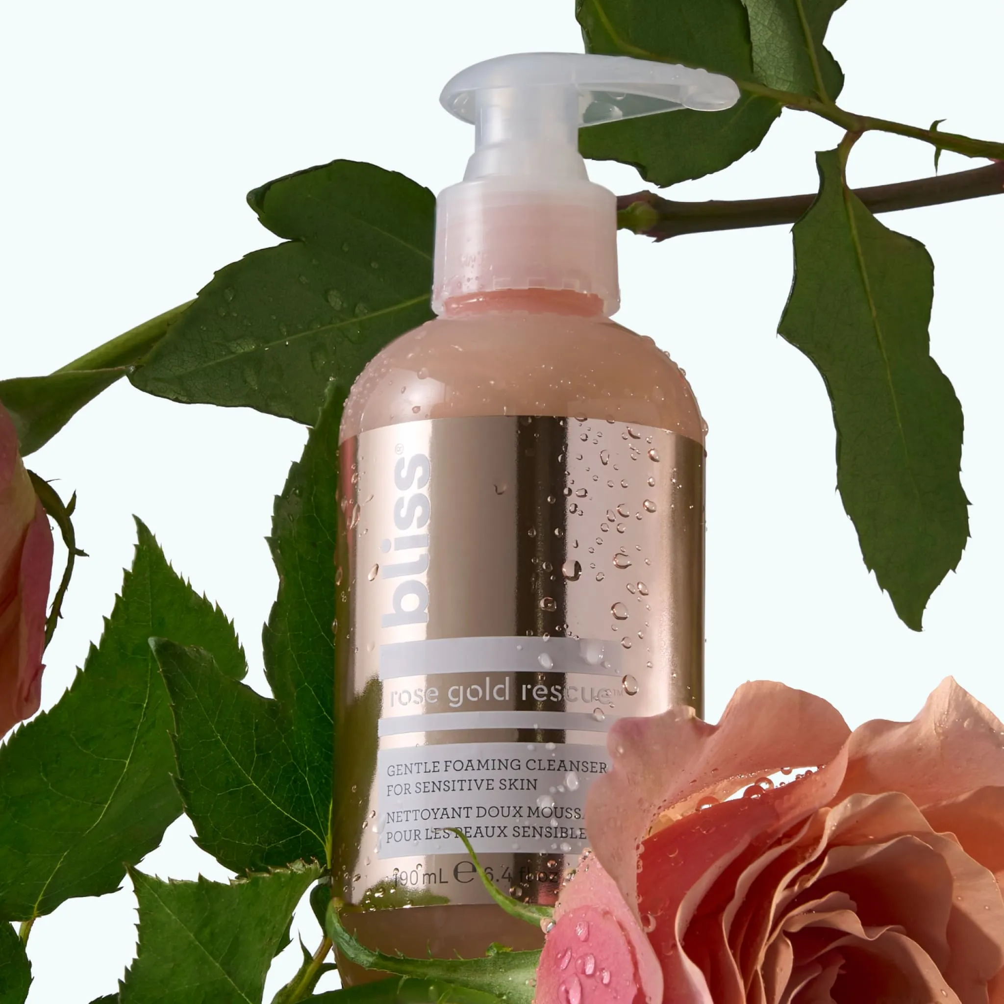 Bliss_RoseGoldRescueGentleFoamingCleanserHYBRIDREFRESHPDP_ProductClaims.webp